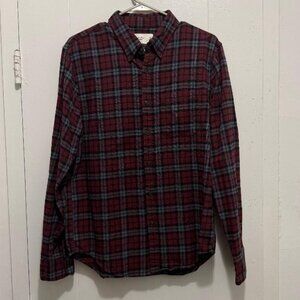 Abercrombie & Fitch Soft Flannel Burgundy Maroon Red Medium